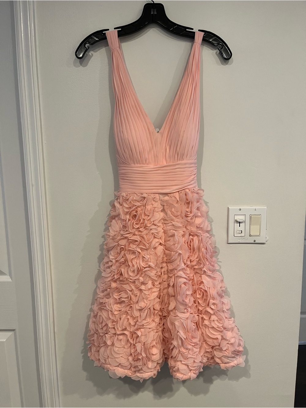 Alyce Paris Soft Pink Ruffled Floral Cocktail Dress